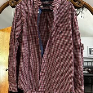 Nautica Red and Blue Casual Button Down Shirt